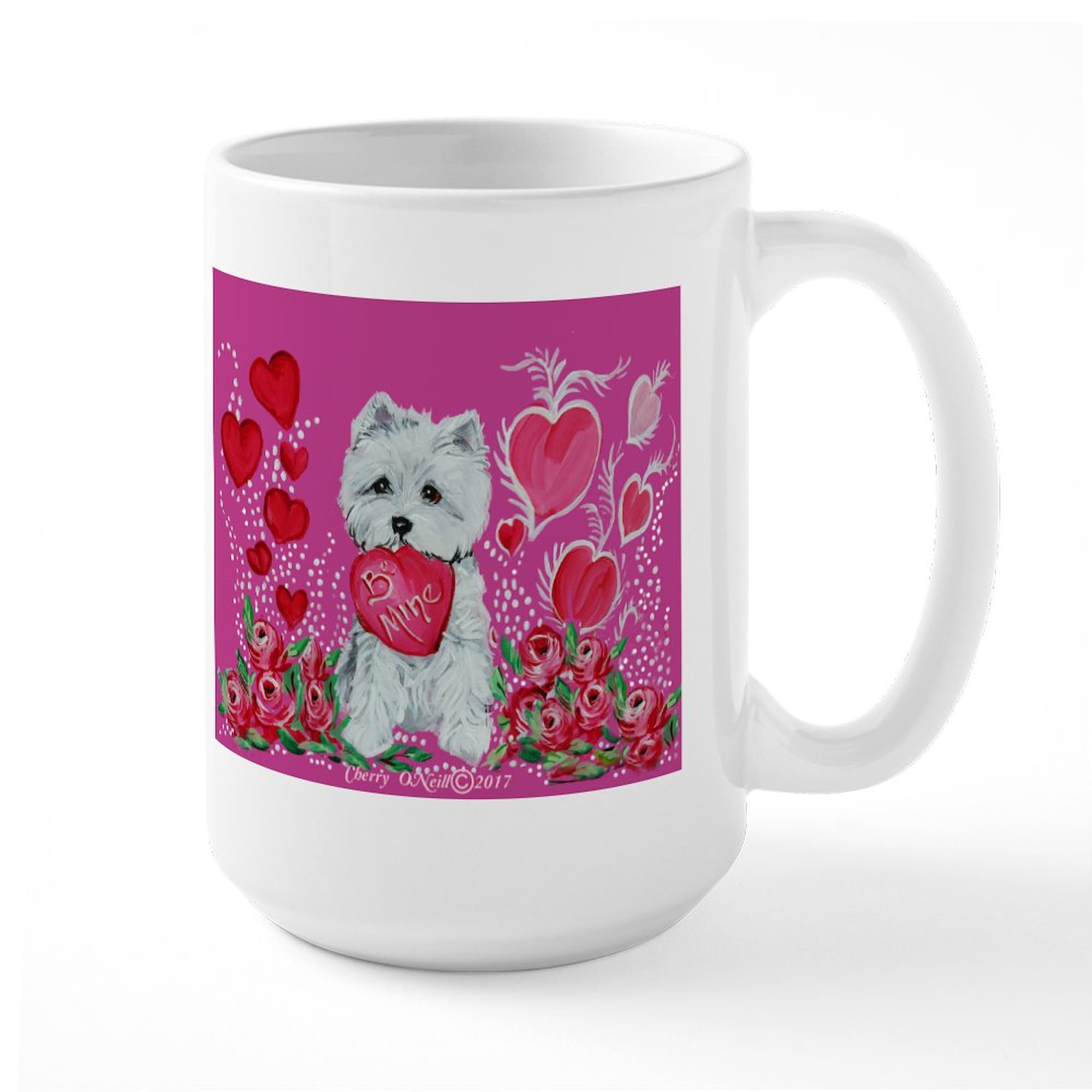 Valentine Westie Dog Ceramic Coffee Mug 15 oz (444 ml) - Perfect for Tea, Hot Chocolate & Gifts - Ideal for Valentine's Day, Office Use & Dog Lovers