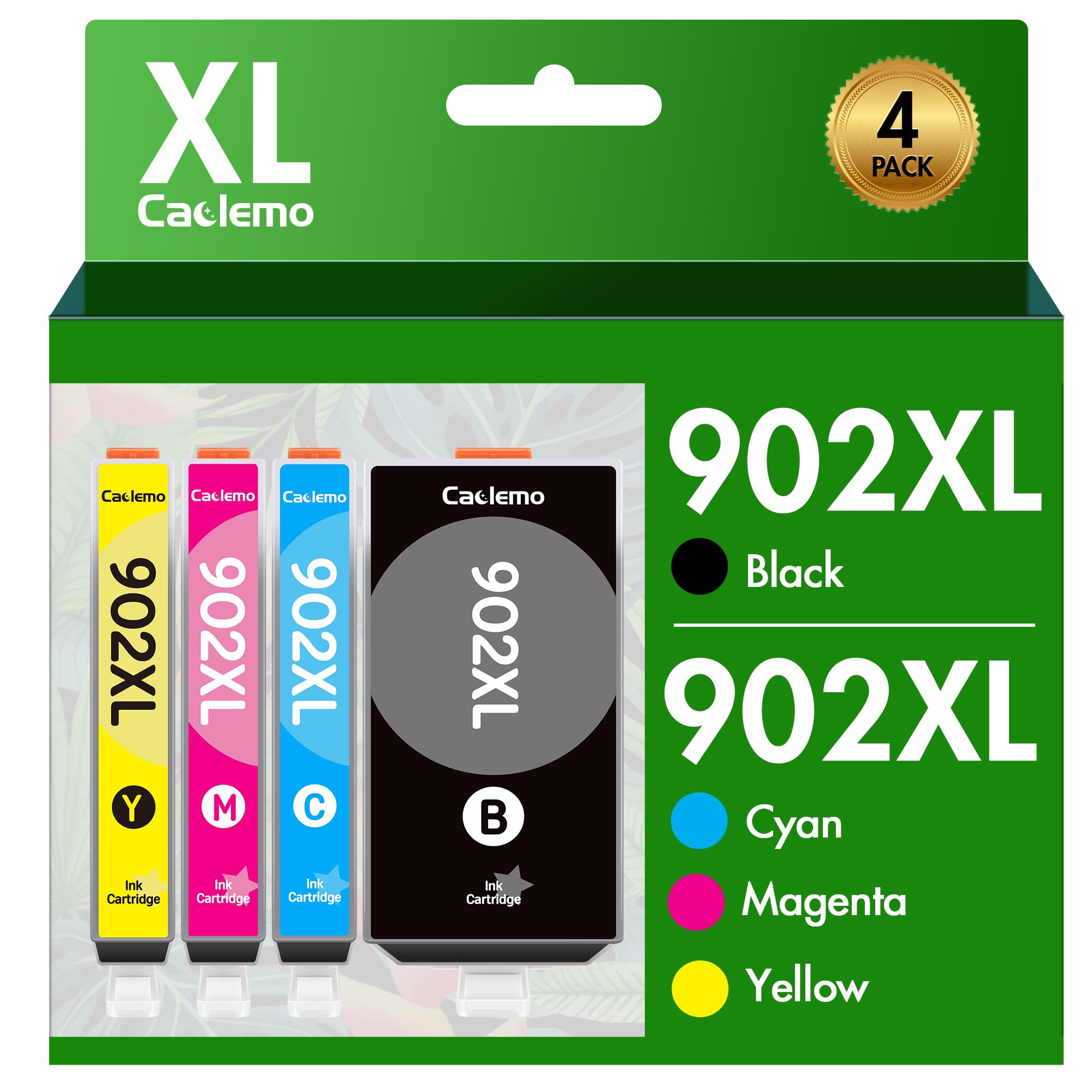 High-Quality 902XL Ink Cartridges Combo Pack - Replacement for HP 902 Ink - Compatible with HP Officejet 6978, 6968, 6970, 6960, 6962, 6958 Printers - Black & Color Ink Set - Perfect for Home, Office & School Printing Needs