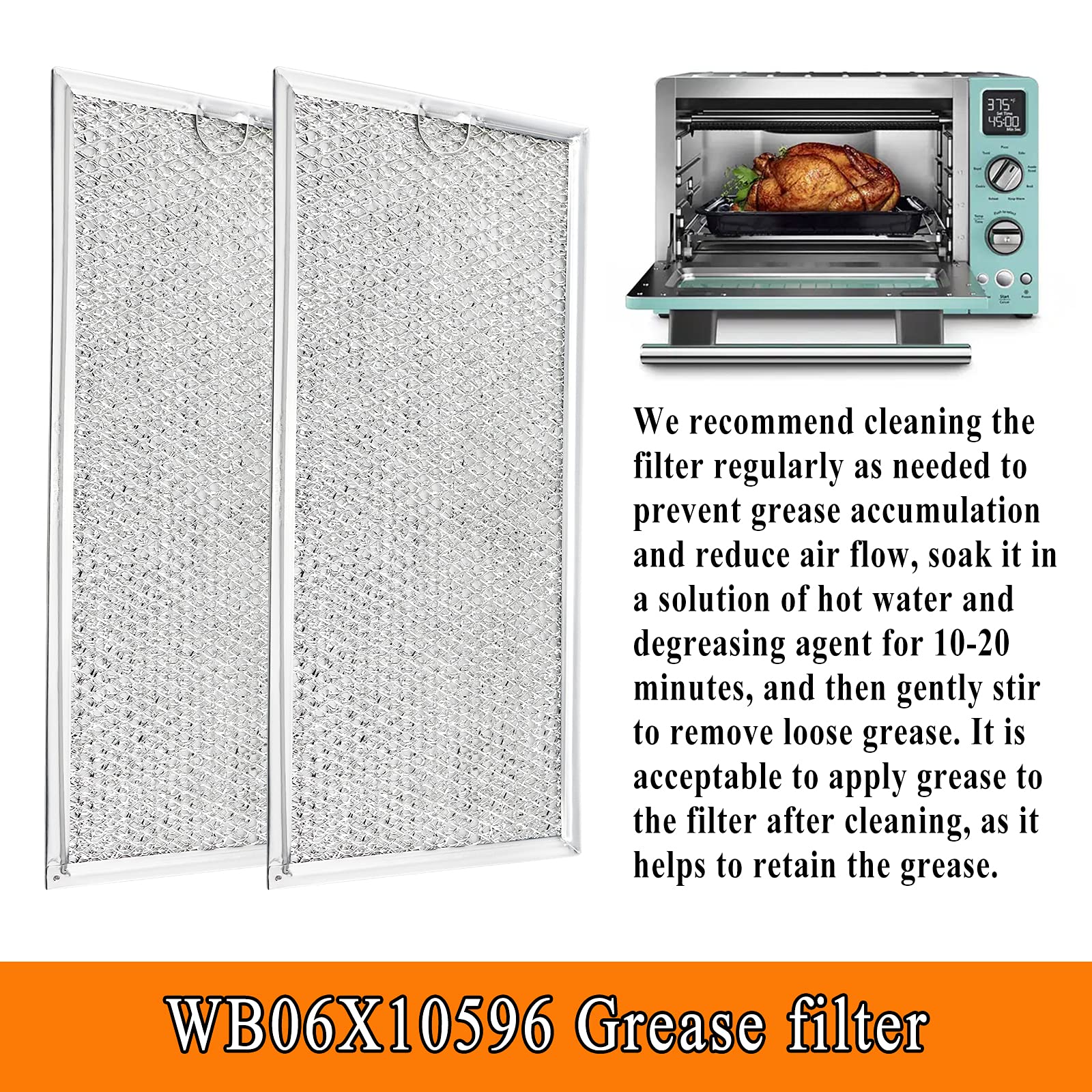 Beaquicy WB06X10596 Microwave Grease Filter - Aluminum Mesh Replacement for GE Microwaves - Compatible with AP3792368 & PS952418 (2-Pack) - Perfect for Kitchen Ventilation & Microwave Maintenance