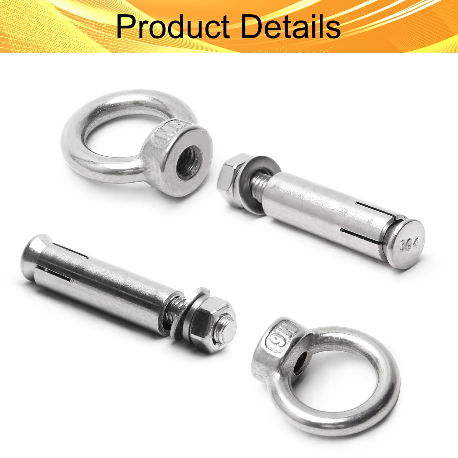 5PCS Heavy Duty Stainless Steel Expansion Bolts M6x50mm for Concrete Walls & Bricks - Secure Hanging & Mounting