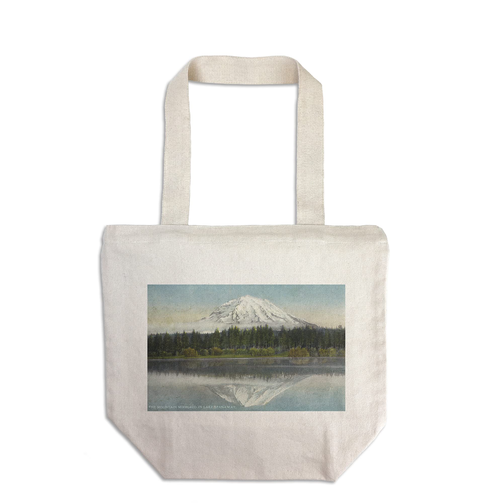 Vintage Halftone Mount Rainier National Park Tote Bag - 100% Cotton Canvas Reusable Shopping Bag with Washington Landscape Design, Perfect for Groceries, Beach Trips & Eco-Friendly Lifestyle