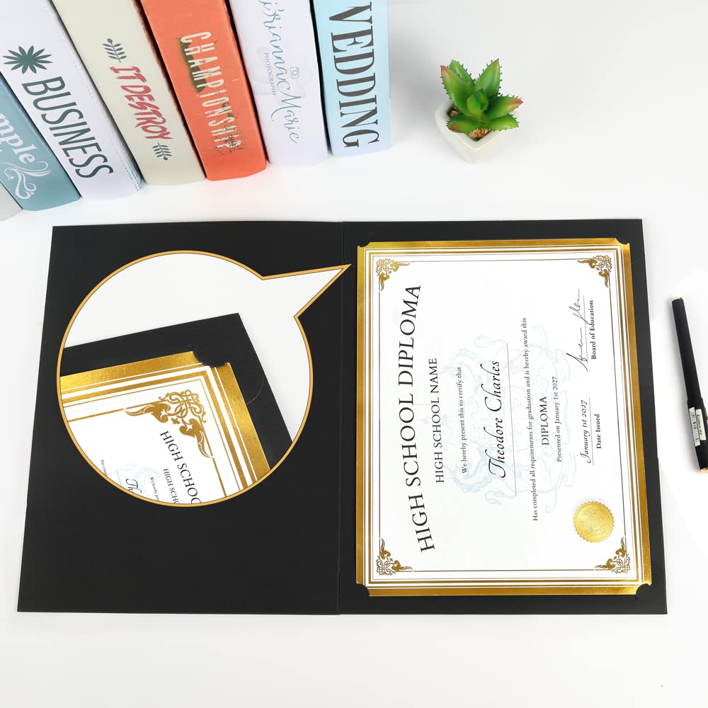 Premium SUNEE Certificate Holders (30-Pack, Black) - Gold Foil Border Diploma Covers for 8.5x11 Letter Size Documents, Certificates & Cardstock | Perfect for Graduations, Awards & Professional Presentations