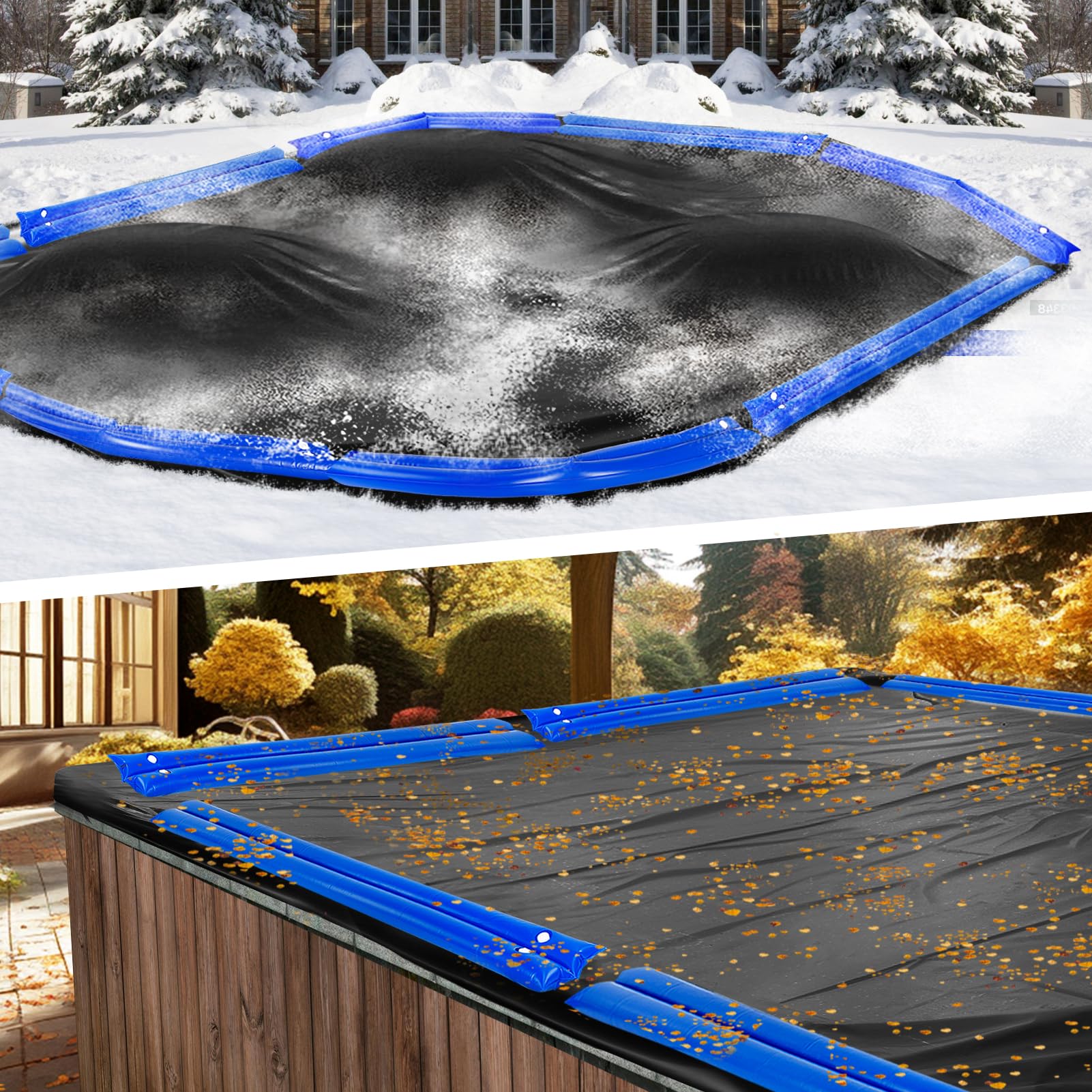 12-Pack Heavy Duty 8ft Pool Cover Water Bags - Thickened 0.4mm PVC Double-Chamber Water Tubes for Inground & Above Ground Swimming Pools | Winter Pool Cover Weights (Blue) | Perfect for Winterizing & Protecting Your Pool