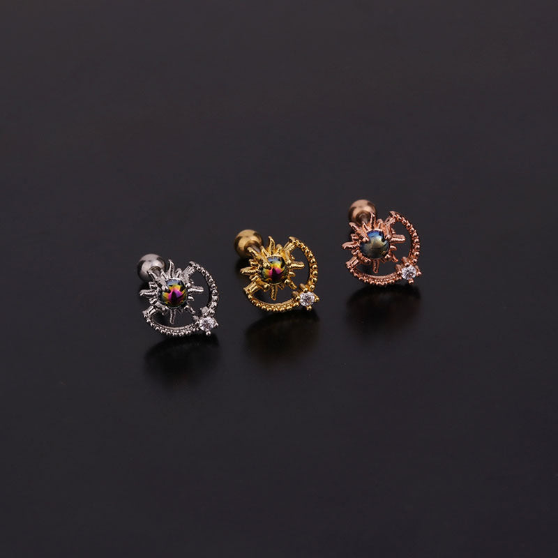 20G Cartilage Tiny Stud Moon Heart Earrings for Women | Hypoallergenic Stainless Steel Earrings for Sensitive Ears | Perfect for Daily Wear, Parties & Gifts (HSPJ260)