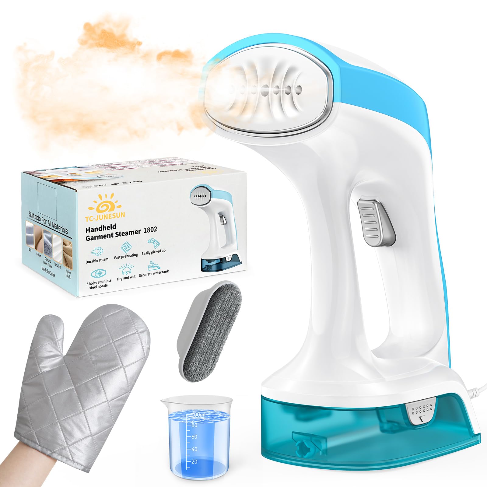 2-in-1 Handheld Steamer & Iron for Clothes - 1000W Portable Garment Steamer with 30-Second Fast Heat-up, 260mL Leak-Proof Tank - Safe Wrinkle Remover for All Fabrics | Perfect for Travel, Home Use & Quick Outfit Refresh
