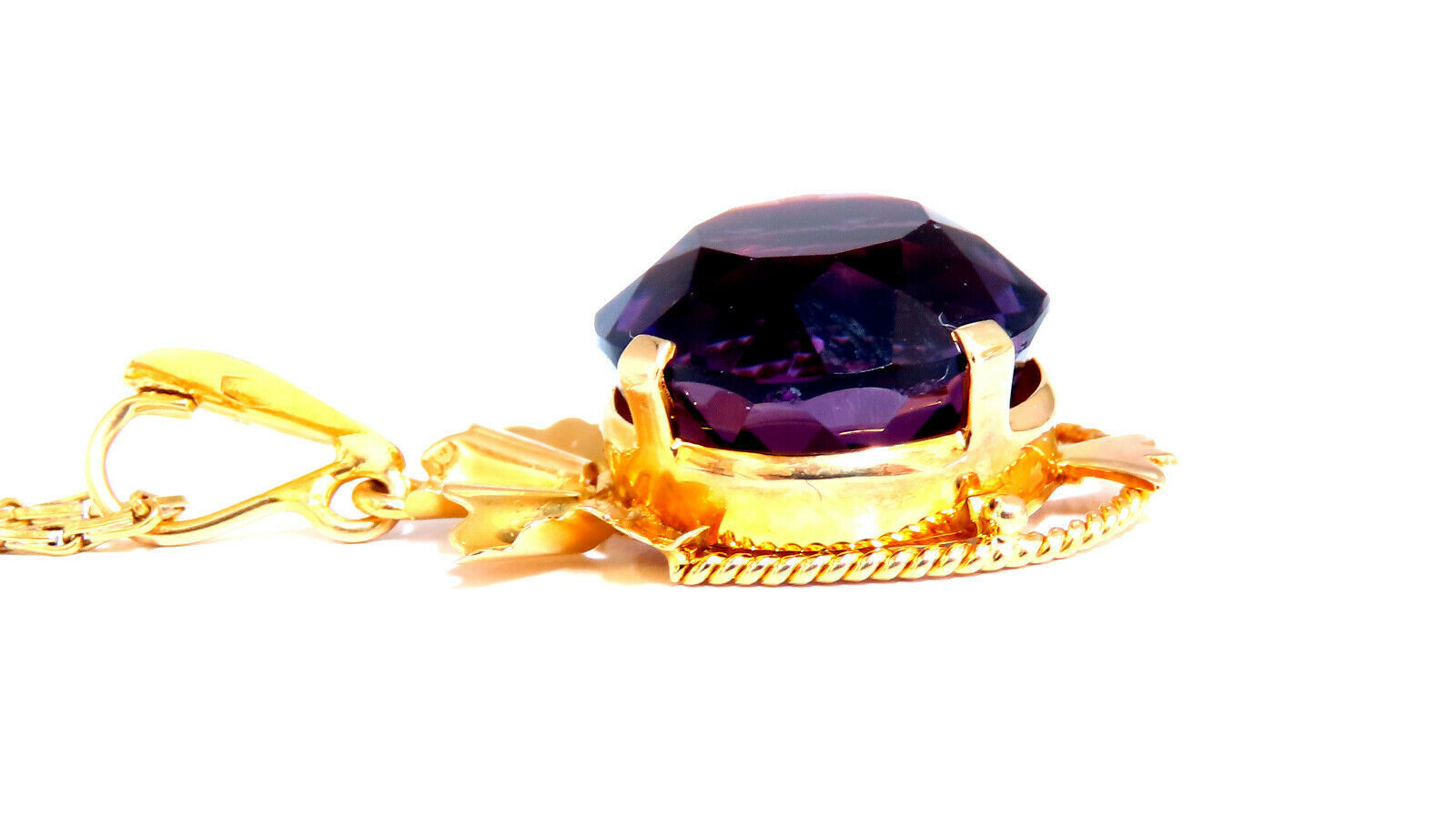 20ct Natural Round Amethyst Vintage Pendant Necklace - 18K Gold Plated Jewelry for Women, Gift for Her, Birthday, Anniversary, Wedding, Valentine's Day