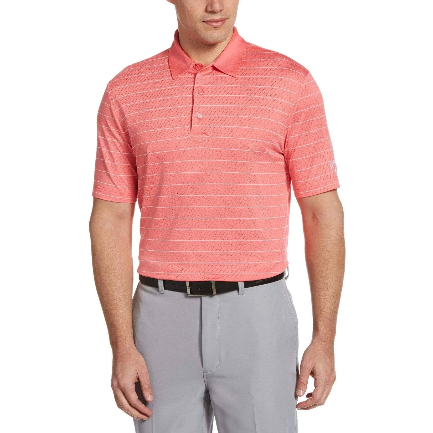Callaway Men's Ventilated Stripe Golf Polo Shirt - Moisture-Wicking & Breathable for Comfort on the Golf Course