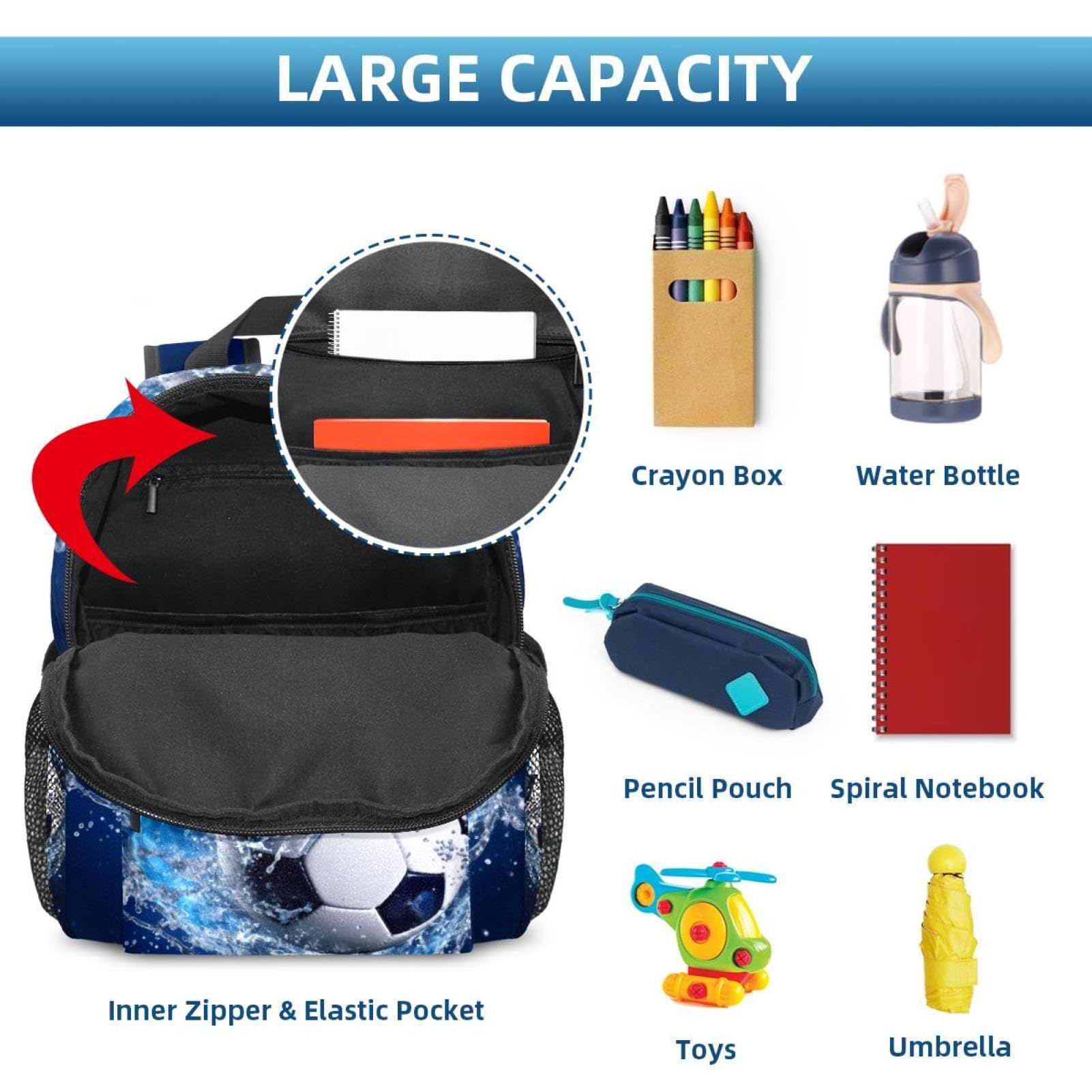 Lightweight Travel Backpack - Small Carry On Backpack for Men & Women, Water Resistant Blue Ocean Design - Perfect for Airplane, Hiking, Work & School