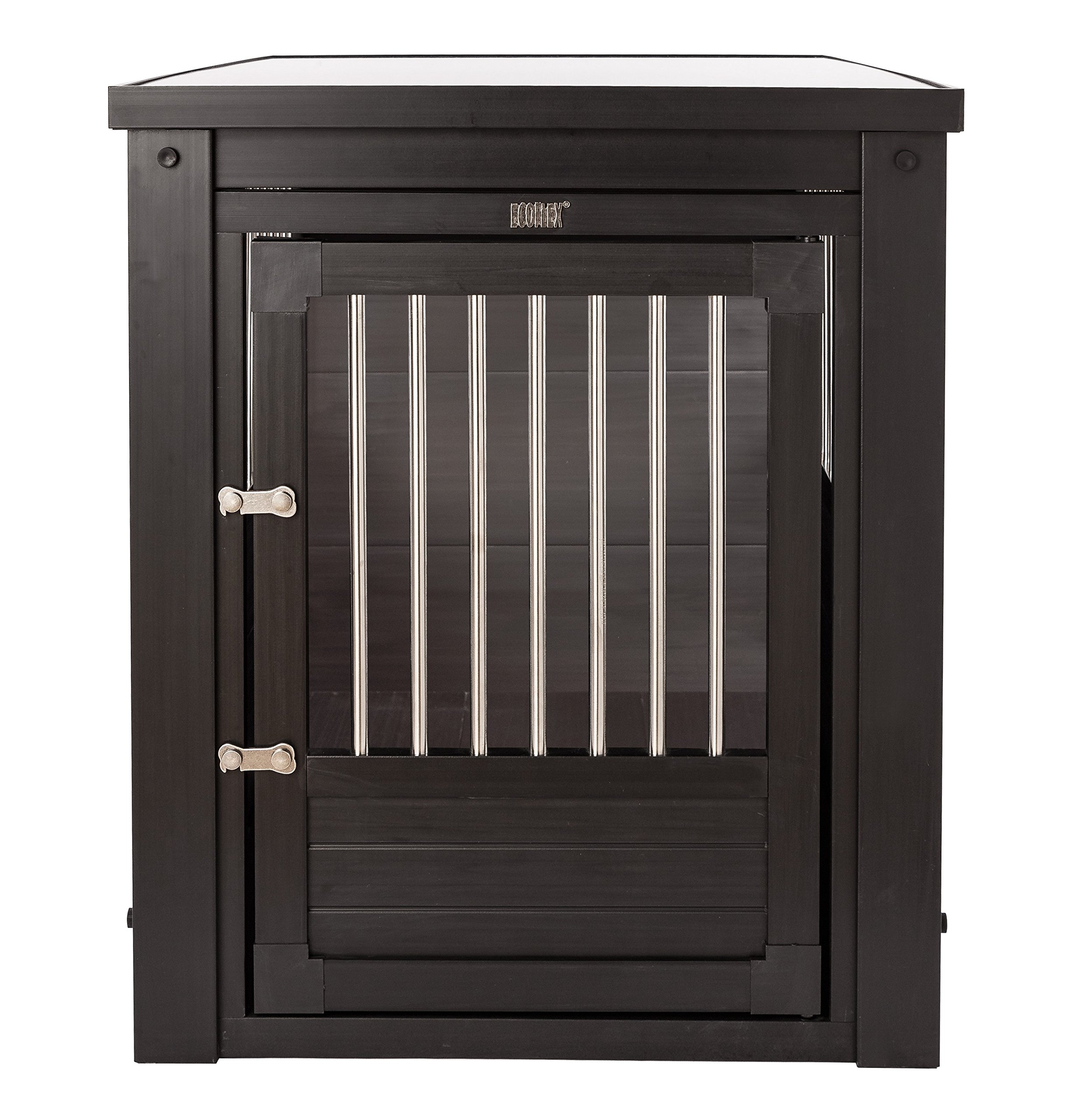 New Age Pet ECOFLEX Dog Crate End Table - Stylish Furniture-Style Pet Crate for Crate Trained Dogs with Stainless Steel Frame & Secure Latched Door - 10 Year Warranty - Perfect for Living Rooms, Bedrooms & Home Decor