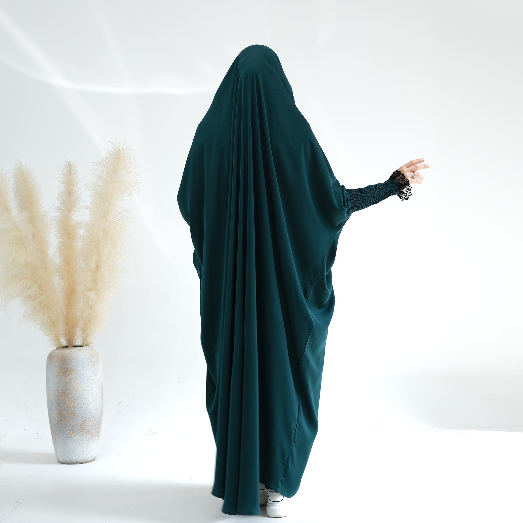 Marwa Satin Jilbab - Dark Emerald Green Hijab for Women | Modest Islamic Prayer Scarf | Perfect for Daily Wear, Mosque & Special Occasions