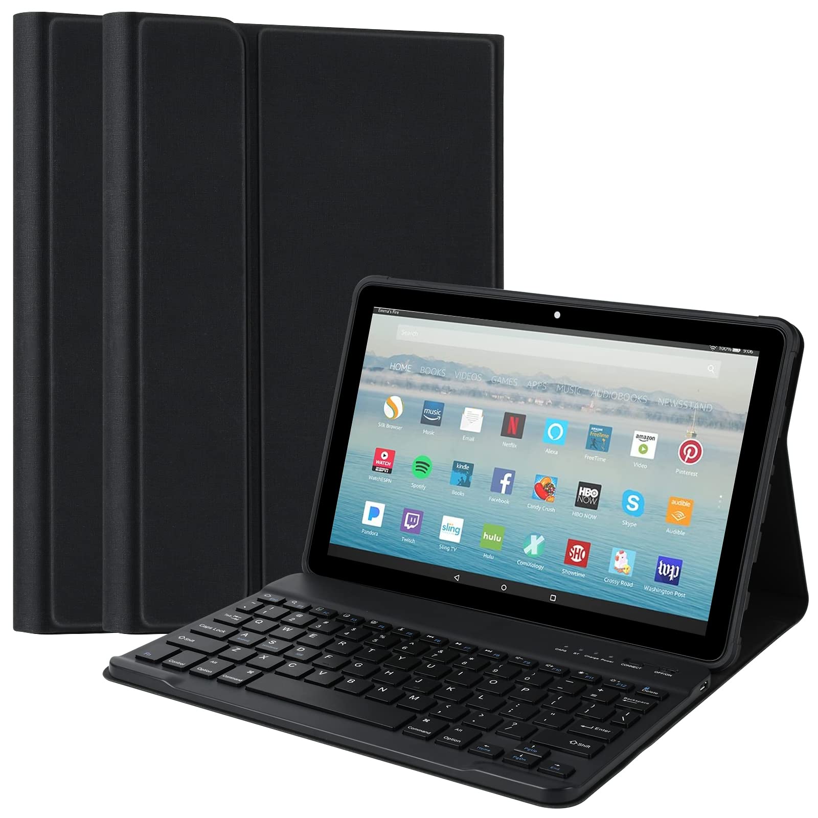 Slim Detachable Bluetooth Keyboard Case for Kindle Fire HD 10 & Fire HD 10 Plus Tablet (11th Gen 2021) - Protective Smart Cover with Backlit Keys for Work, Study & Travel