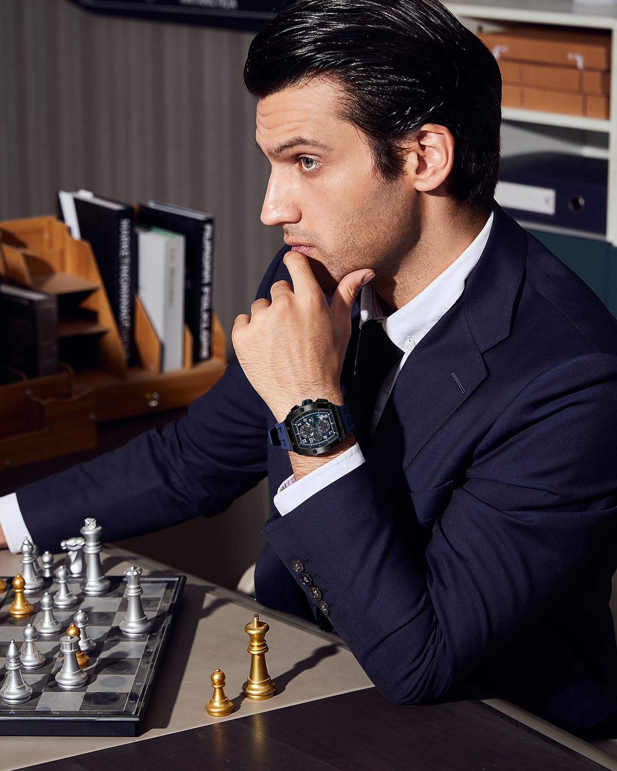 TSAR BOMBA Luxury Men's Watch - Japanese Quartz Movement, Sapphire Crystal, 50M Water Resistant, Luminous Chronograph with Rubber Strap - Perfect for Diving, Business & Formal Occasions - Ideal Gift for Men