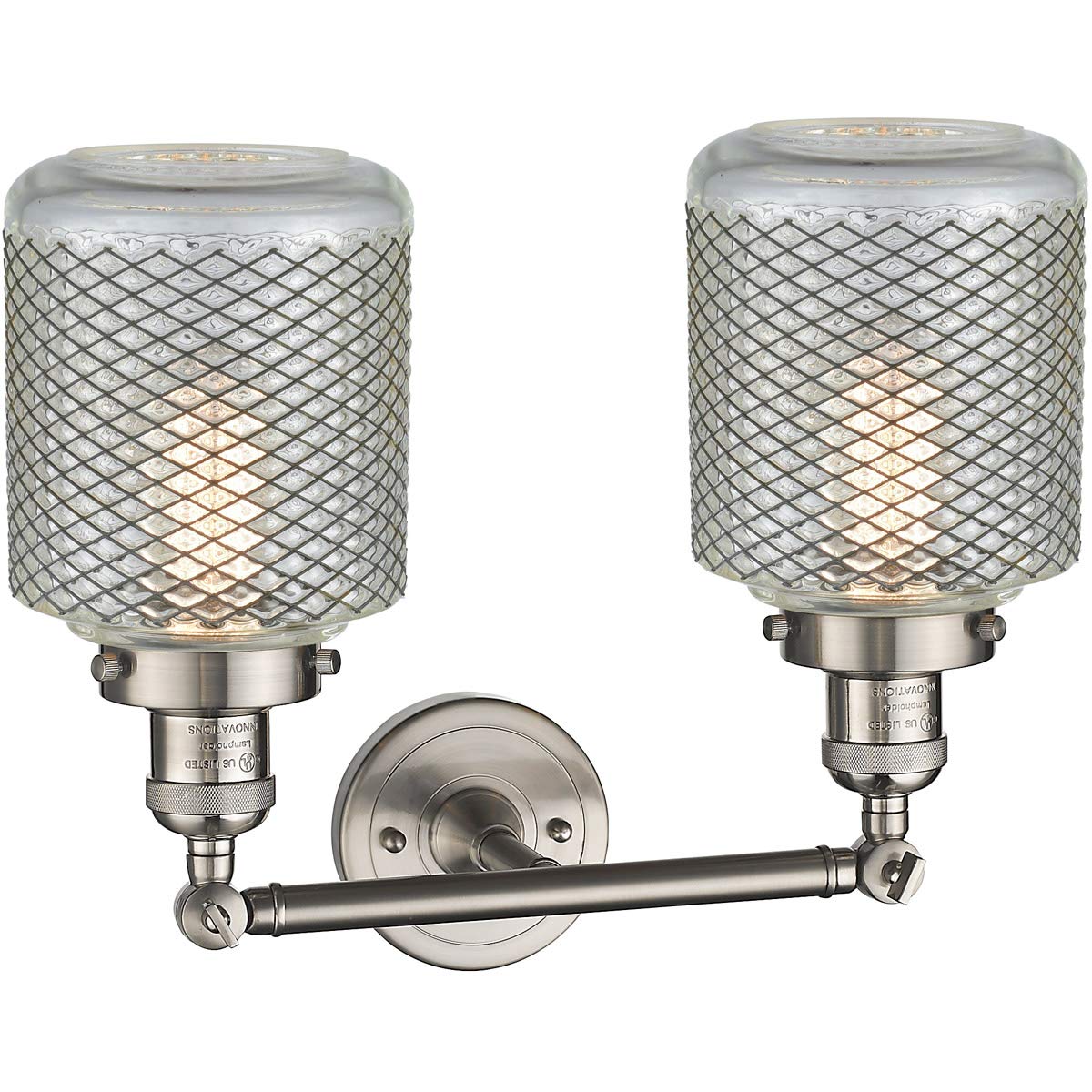Innovations 208-SN-G262-LED 2-Light Vintage Style Dimmable LED Bathroom Vanity Light Fixture in Brushed Satin Nickel - Perfect for Bathroom Makeovers, Powder Rooms & Spa-Like Retreats
