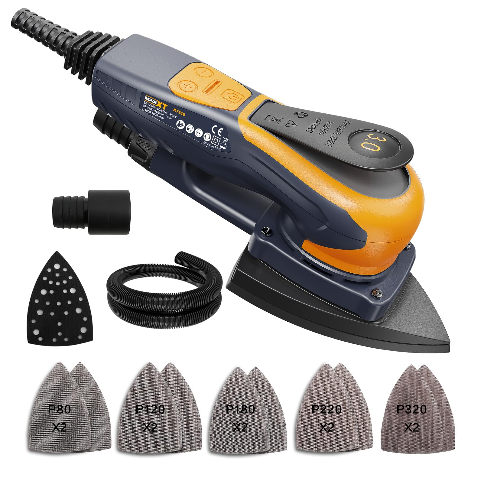 MAXXT 350W Mouse Sander with Advanced Dust Collection System - Low Vibration Detail Sander for Woodworking, Tight Spaces & Polishing - Perfect for DIY Projects, Furniture Refinishing & Craft Sanding