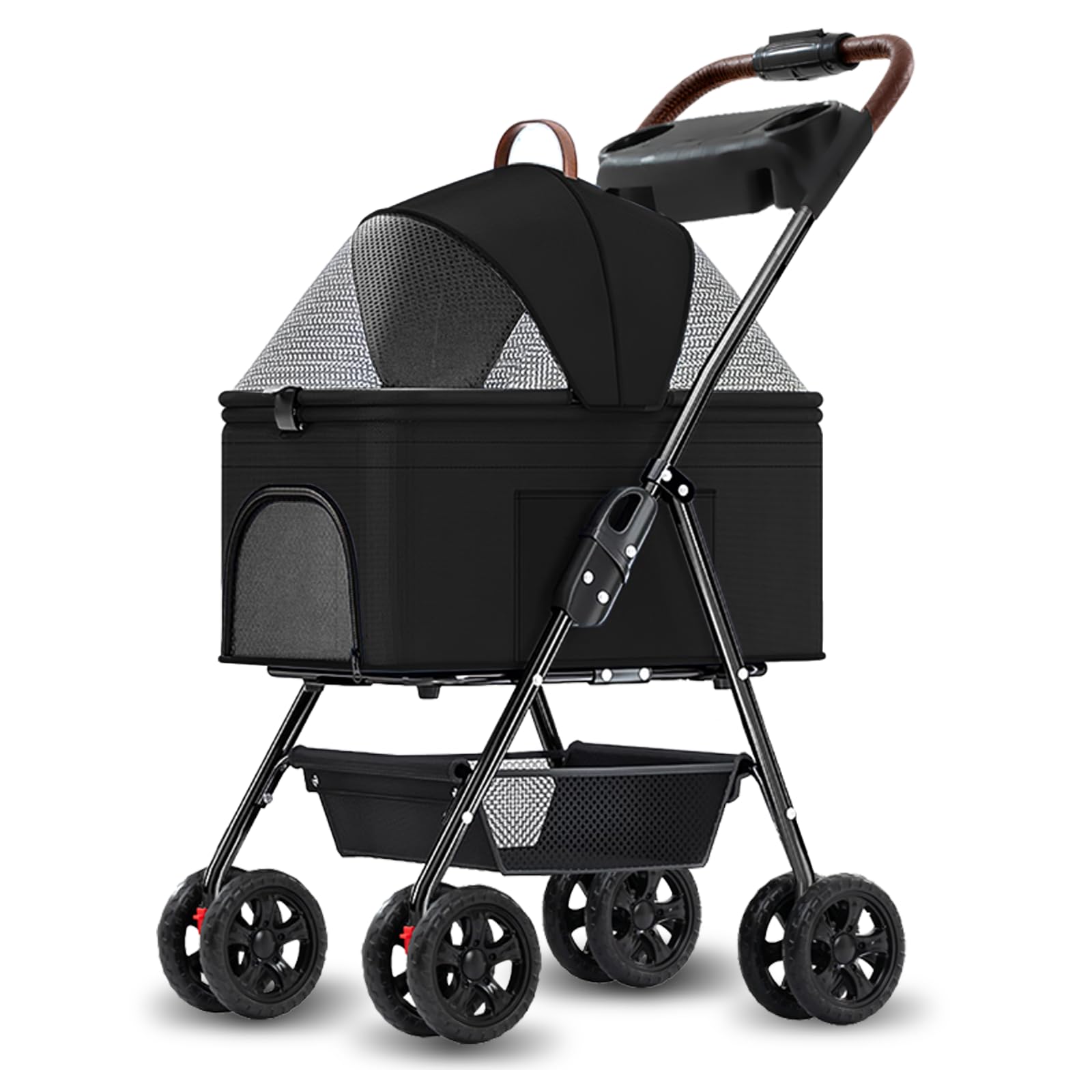 3-in-1 Foldable Pet Stroller for Small & Medium Dogs & Cats - 4 Wheel Multifunctional Travel System with Storage Basket | Perfect for Outdoor Walks, Vet Visits & Shopping Trips