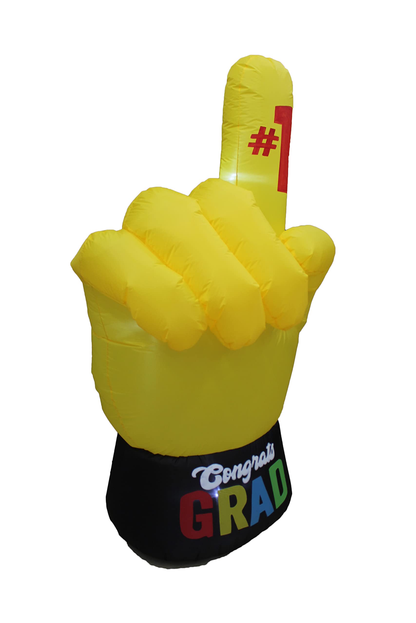 #1 Graduation Hand & Happy Birthday Cake Inflatable Decorations Set - 6ft Tall Yellow Finger Shape Congrats Sign & Giant Birthday Cake with Candles - Perfect for Graduation Parties, Birthday Celebrations, and Outdoor Events