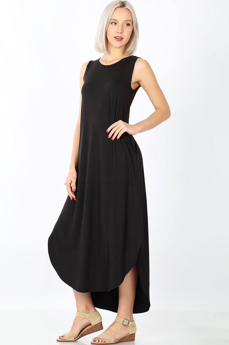 Extra Soft Side Slit Tank Dress with Pockets - Perfect for Summer Outings, Beach Vacations & Casual Wear