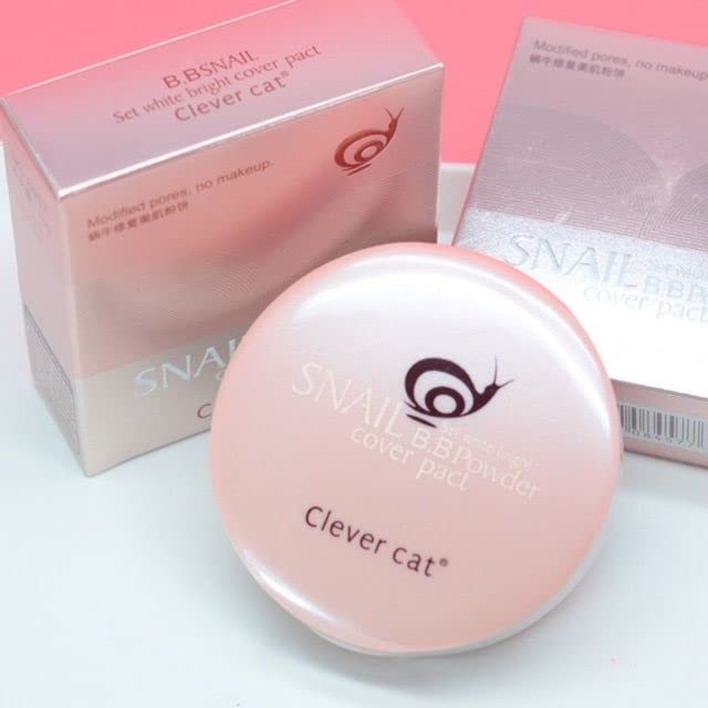 Clever Cat Snail BB Compact Powder 2-Way Cake - Set White Bright | Oil Control & Brightening Makeup for Daily Wear & Special Occasions