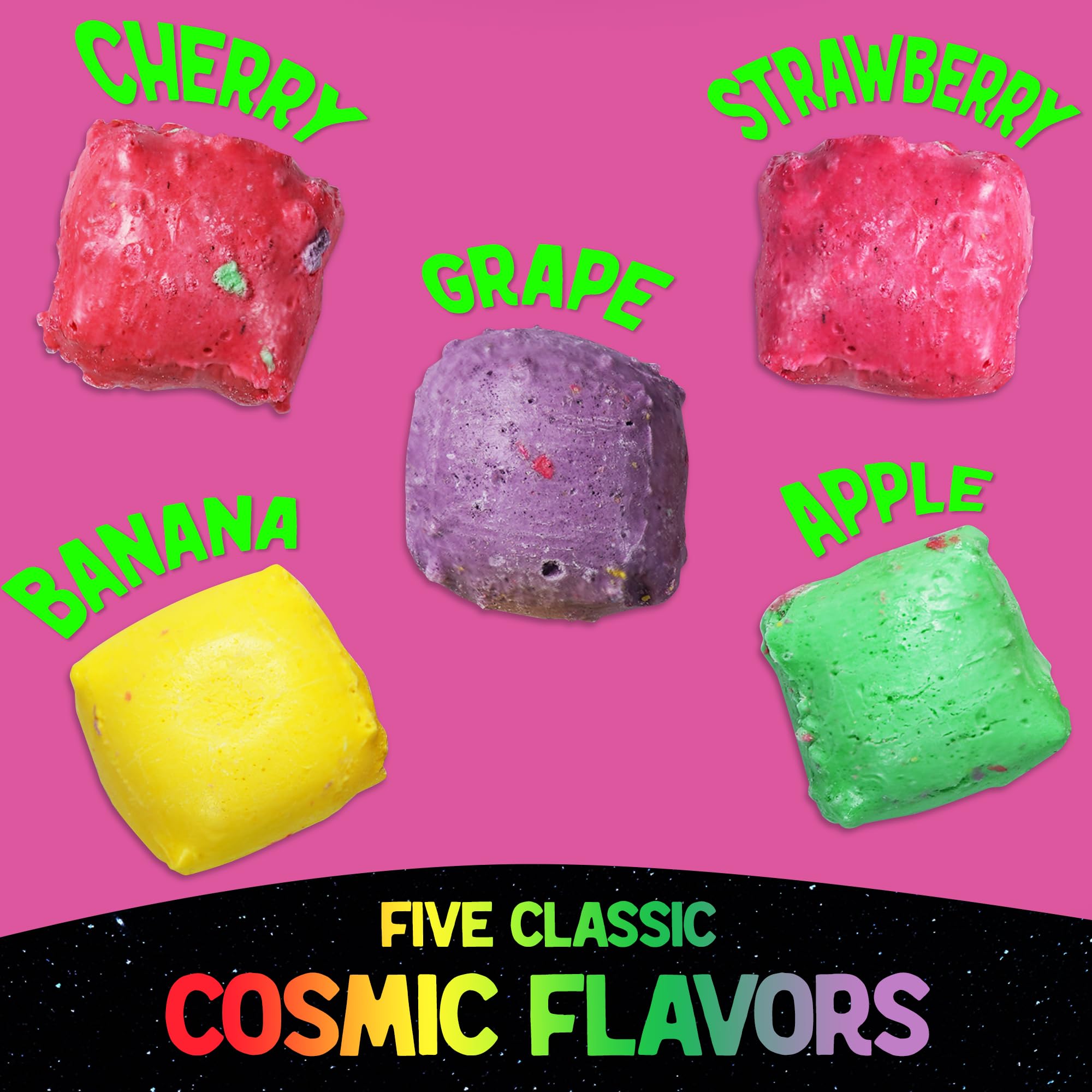 Cosmo Cubes Crunchy Freeze Dried Candy - Premium Space-Themed Freeze Dried Treats in Protective Spaceship Box with Fun Stickers - 5oz Sweet Snack for Kids & Adults - Perfect for Birthday Parties, Space-Themed Events & Movie Nights