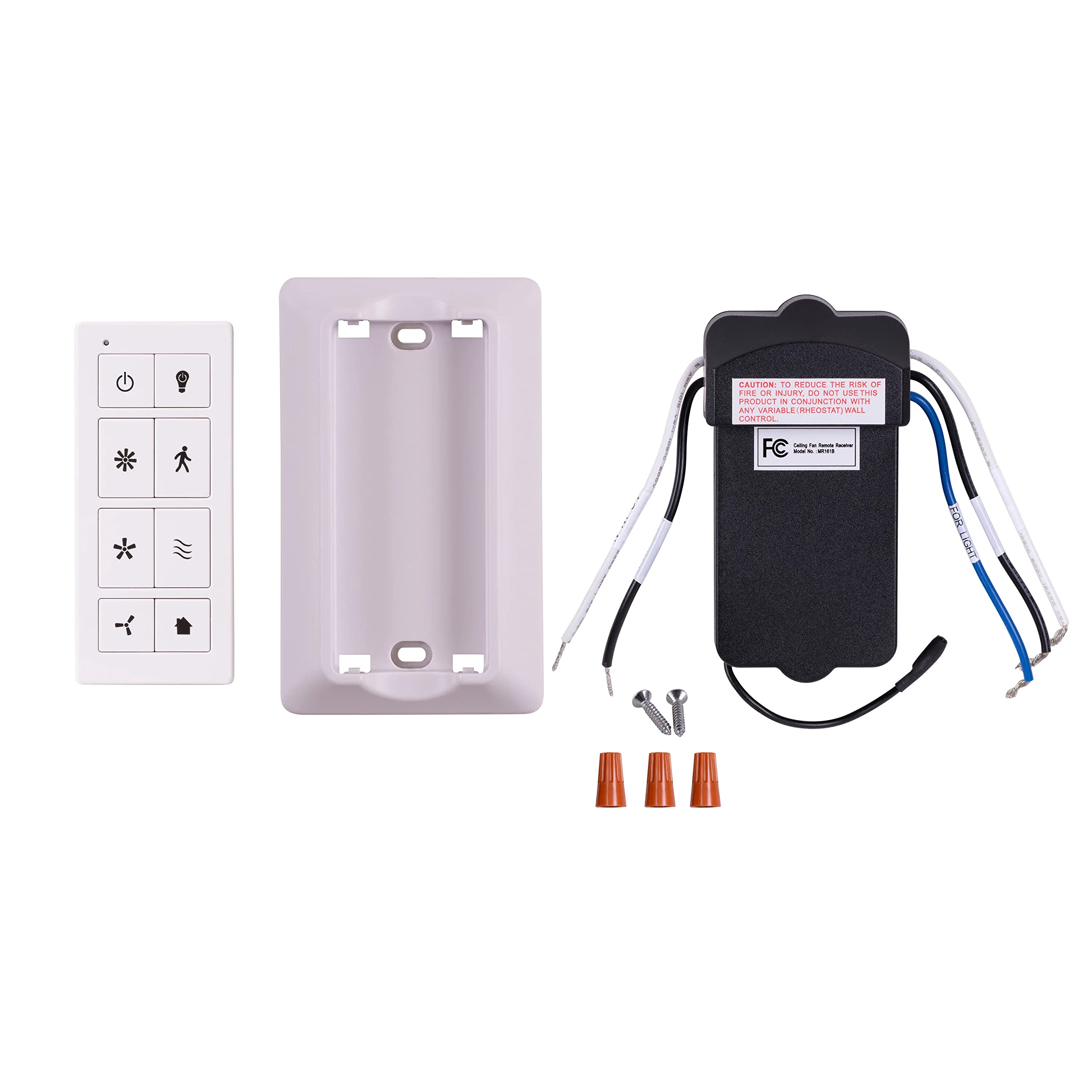 Prominence Home Universal Ceiling Fan Remote Control Kit with Receiver, Wall Dock & Batteries - Compatible with Downrod Ceiling Fans (Model 51433-01, White) - Perfect for Bedroom, Living Room & Home Office
