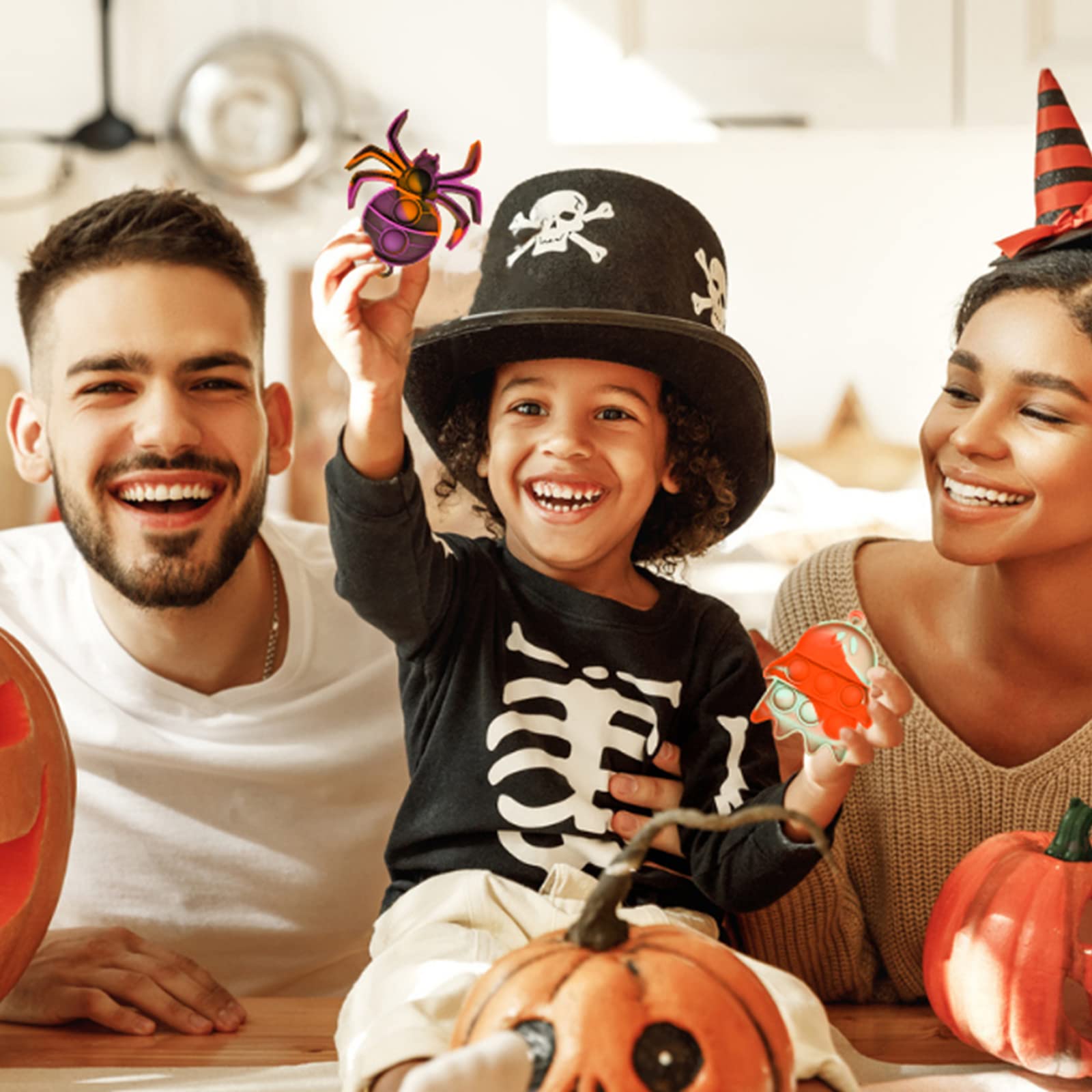 30 Pcs Halloween Pop It Keychain - Simple Silicone Stress Relief Fidget Toy for Kids & Adults - Bubble Push Sensory Anxiety Relief - Perfect for Halloween Party Favors, Classroom Rewards & Travel Stress Relief