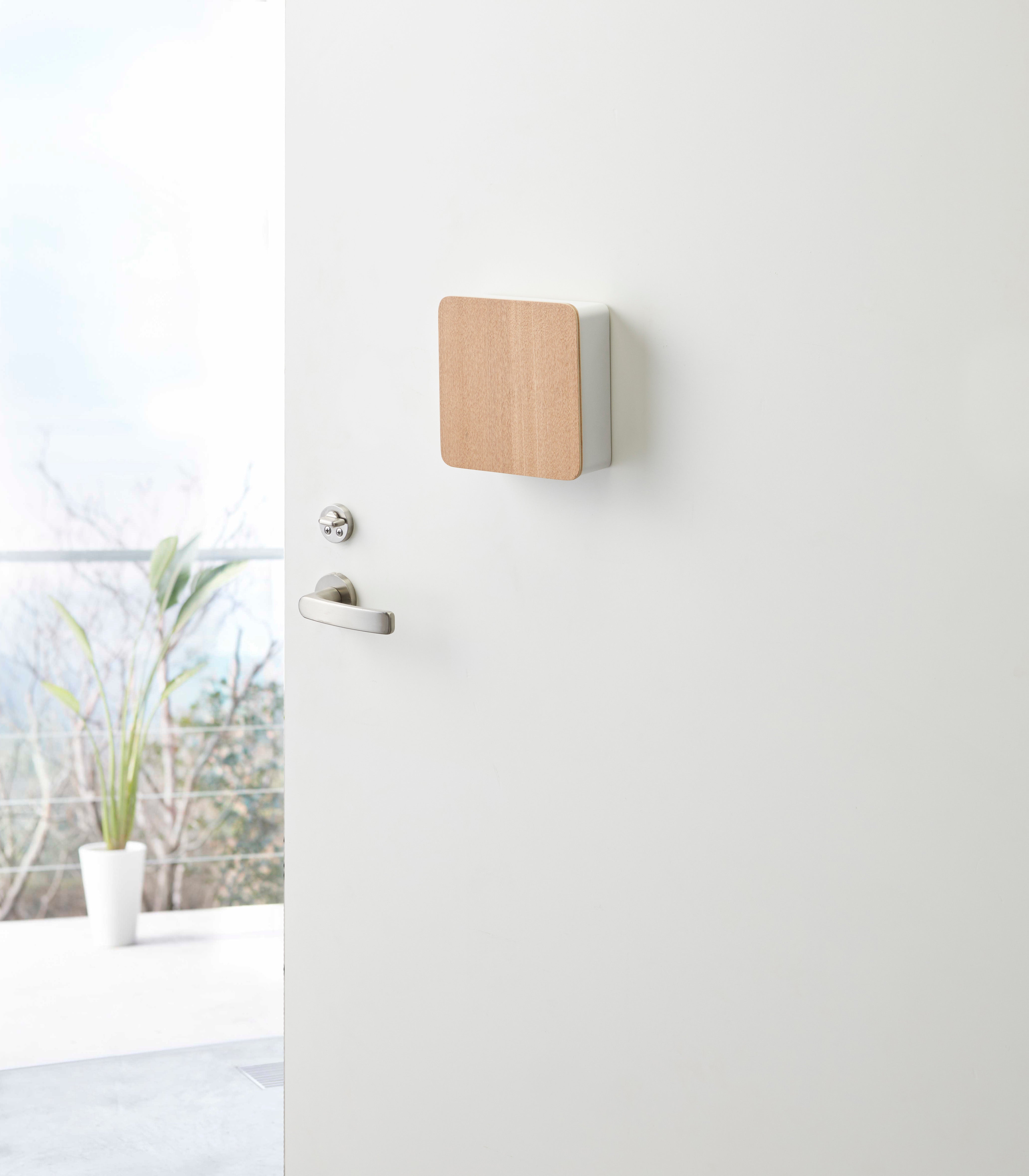 Secure Magnetic Key Cabinet - Durable Steel & Wood Wall Mount Key Holder for Home, Office, or Garage Organization | Perfect for Key Storage and Small Item Management