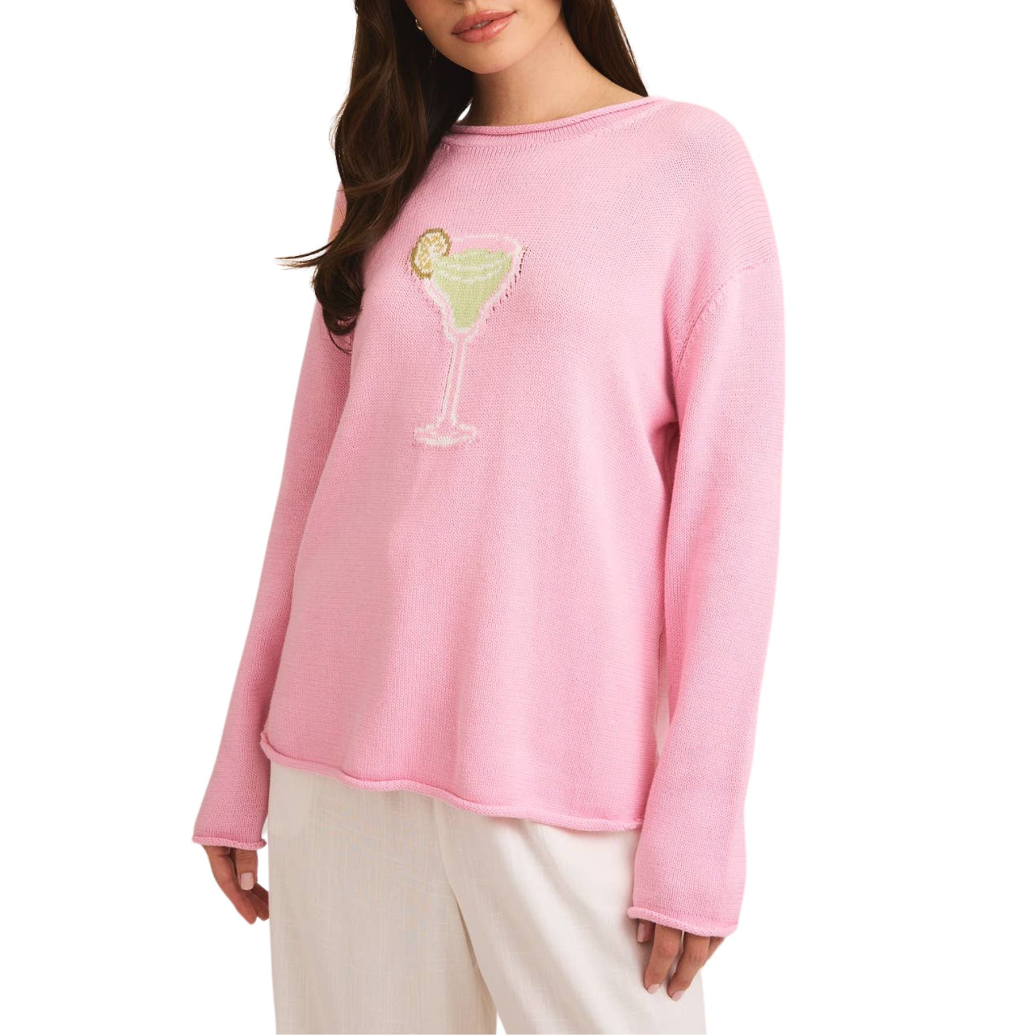 Stylish Margarita Graphic Sweater for Women - Trendy Cocktail Party Outfit, Casual Fall Fashion & Holiday Christmas Gift
