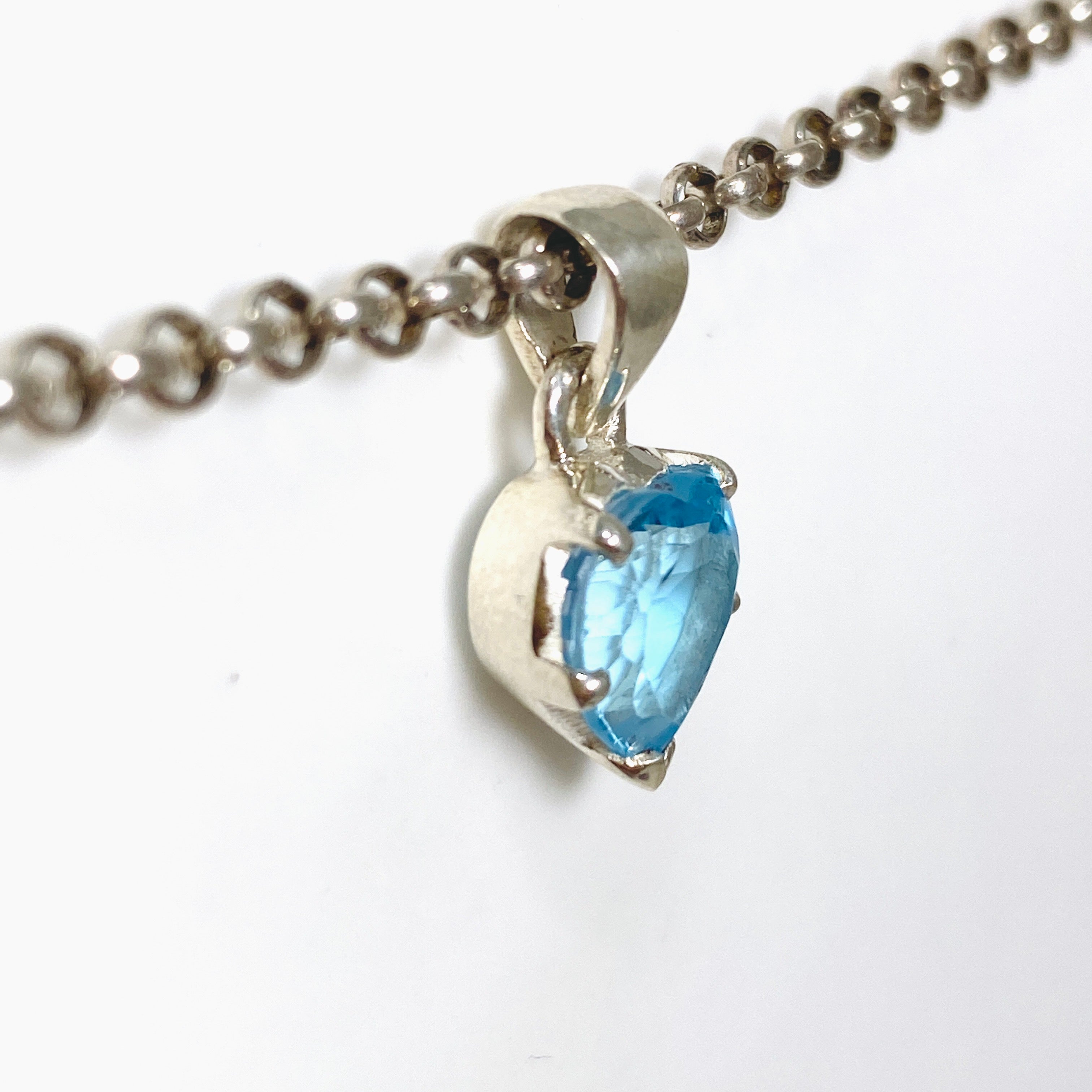 Blue Topaz Heart Faceted Pendant Necklace - PPGJ780 | Elegant Jewelry Gift for Women, Perfect for Valentine's Day, Anniversary & Special Occasions