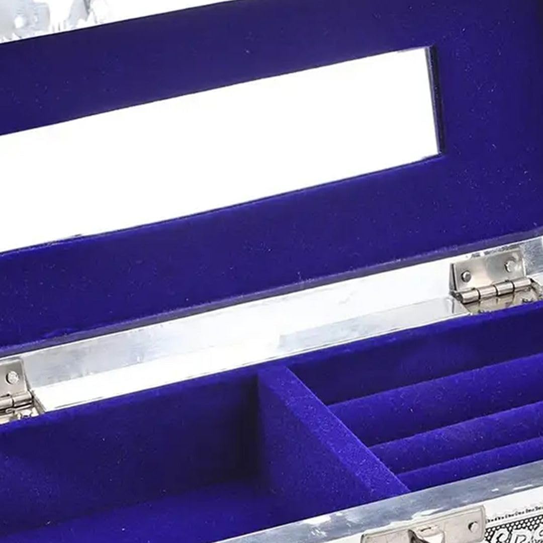 Handcrafted Embossed Aluminum Jewelry Organizer Box for Women - Elegant Oxidized Storage Case with Compartments | Perfect Birthday Gift, Travel Jewelry Case & Vanity Table Organizer