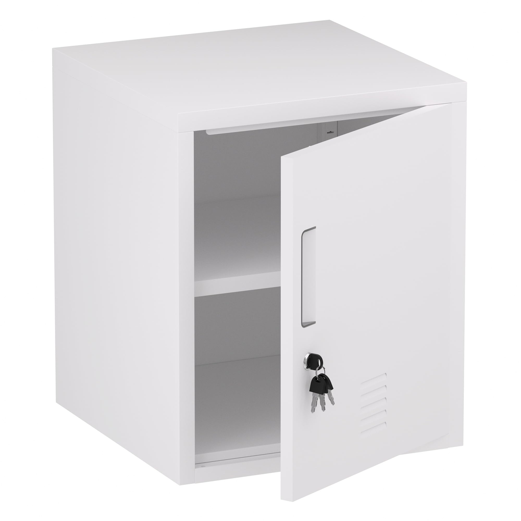 Metal Storage Locker Cabinet with Locking Door & Adjustable Shelf - Secure Organizer for Home, Office, Classroom & Workshop (White) - Perfect for Storing Supplies, Tools & Personal Items