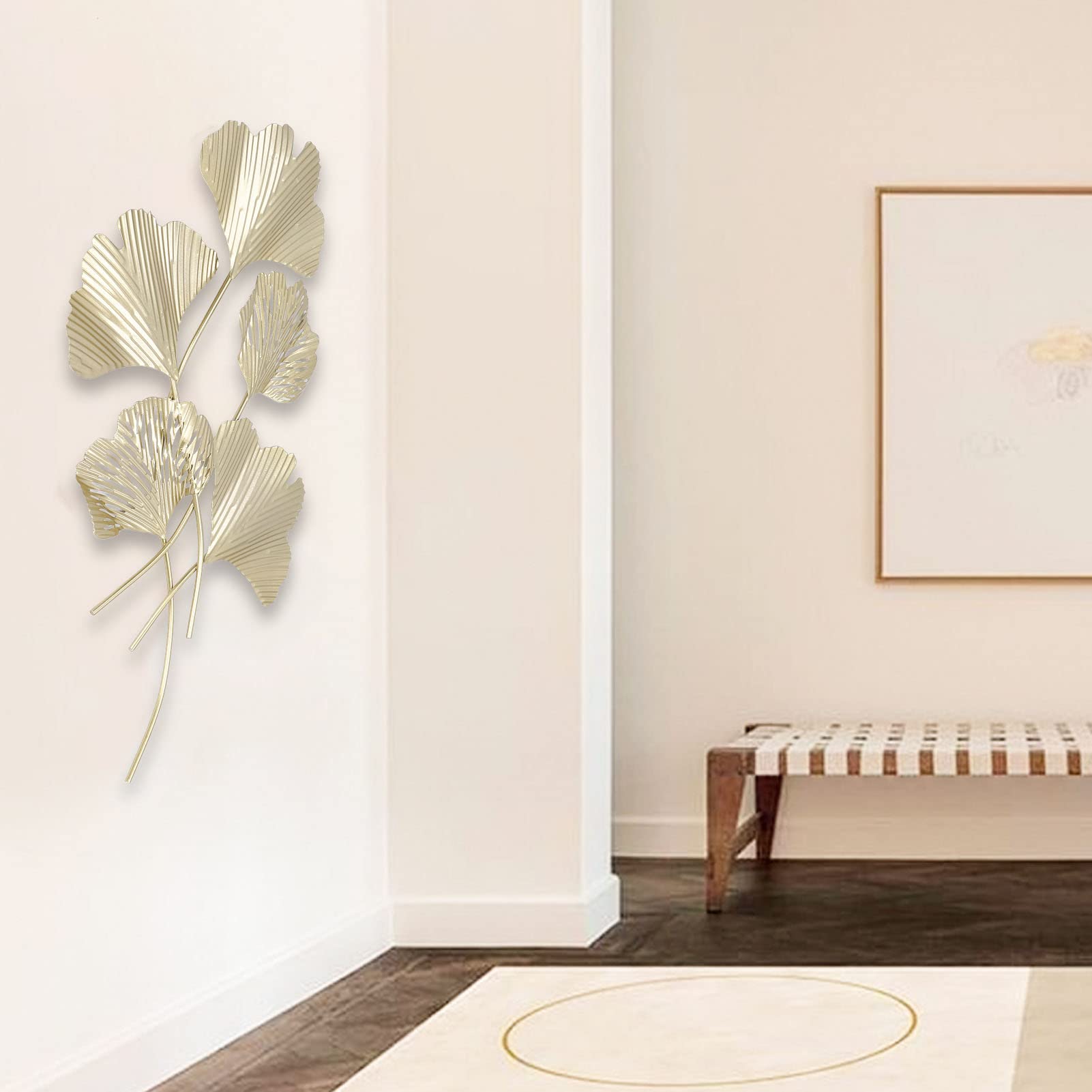 Golden Ginkgo Leaves Metal Wall Art - 23.6