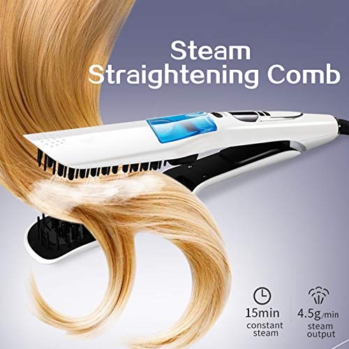 Negative Ions Hair Straightening Brush with Fast Heat Up for Thick Coarse Long Hair - White | Salon-Quality Styling at Home for Smooth & Shiny Hair