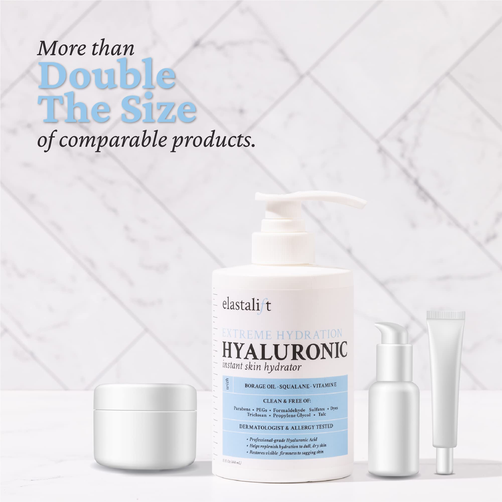 Elastalift Hyaluronic Acid Moisturizer Body Lotion - Anti Aging Skin Care Cream for Face & Body | Reduces Wrinkles, Sagging Skin, Cellulite & Stretch Marks | Hydrating Dry Skin Treatment | 15 Fl Oz | Perfect for Daily Use, Night Routine & Post-Shower Hydration