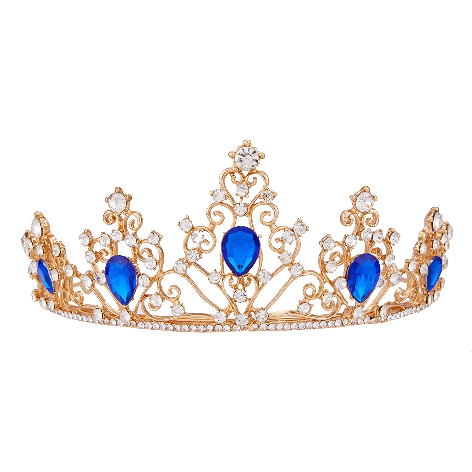 Royal Blue Crystal Tiara Headband - Audrey Descendants Costume Crown for Women, Queen, Bride, Princess | Perfect for Quinceañera, Birthday, Wedding, Pageant, Prom, Homecoming, Halloween Party