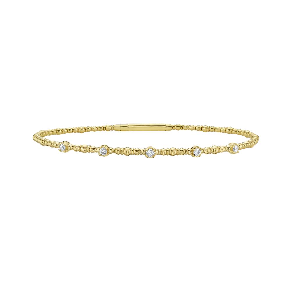 14K Gold 0.15ct Diamond Beaded Bracelet for Women - Elegant Tennis Bracelet for Everyday Wear & Special Occasions