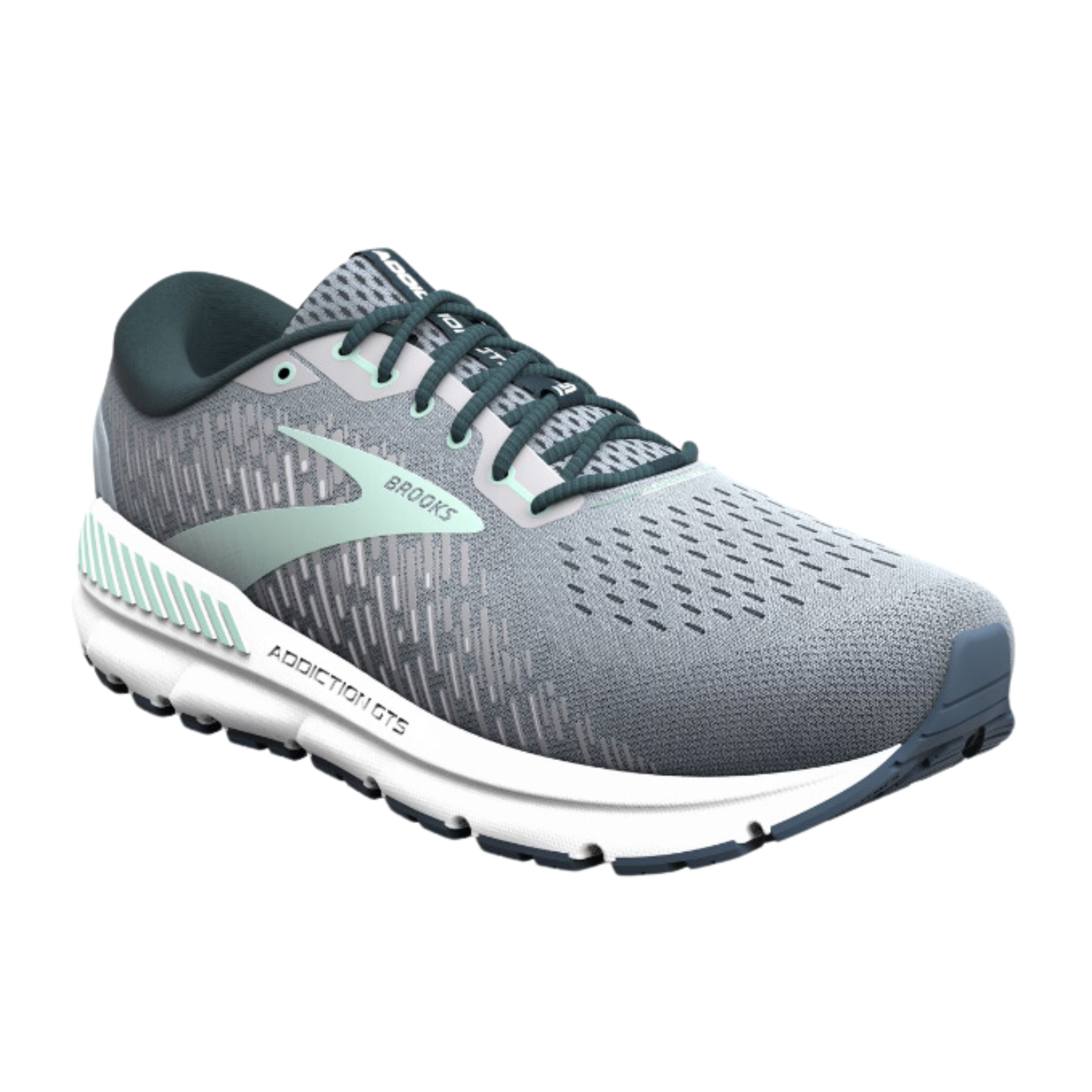 Women's Addiction GTS 15 Running Shoes - Grey/Navy/Aqua (D Width) - Lightweight Cushioned Sneakers for Jogging, Gym & Everyday Wear