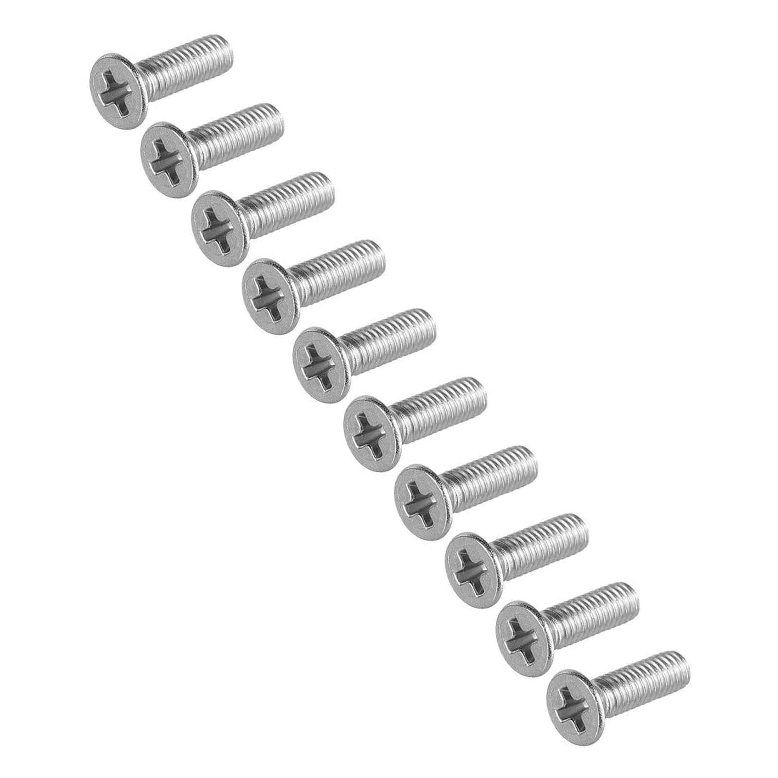 304 Stainless Steel M3-0.5x16mm Flat Head Machine Screws 50pcs - for DIY & Furniture Assembly