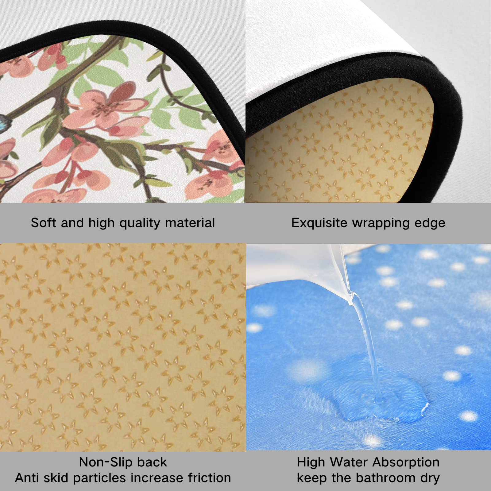 Hummingbird Kitchen Mats 39x20 Inch - Anti-Fatigue Butterfly Design Non-Slip Floor Rug - Waterproof Oil Resistant Kitchen Carpet for Home, Bath & Outdoor Decor - Perfect for Cooking, Dishwashing & Standing Comfort