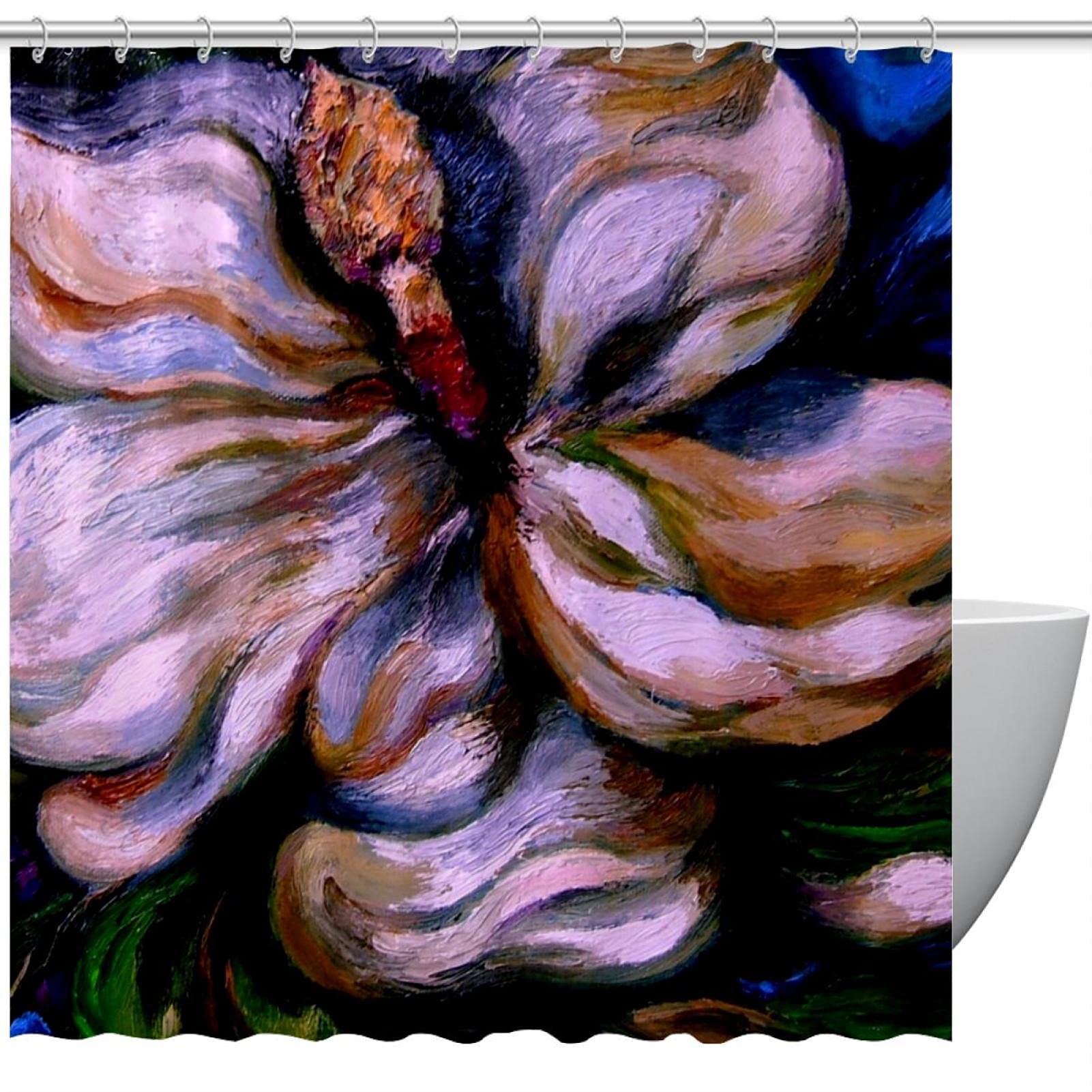 HEOEH Magnolia Flower Shower Curtain - Waterproof Polyester Bathroom Decor with Hooks, 66x72 Inches - Perfect for Bathtub, Shower Stall & Spa-Like Bathroom Retreat