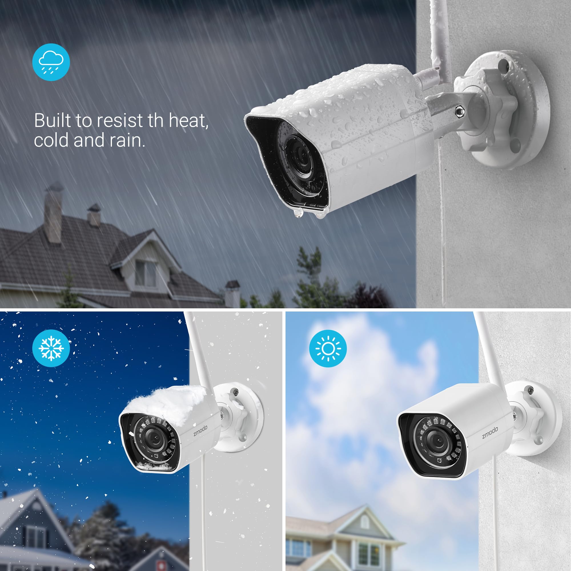 Zmodo 1080p Full HD Outdoor Wireless Security Camera System - 4 Pack Smart Home WiFi IP Cameras with Night Vision, Plug-in, Alexa Compatible for Indoor/Outdoor Use | Monitor Your Home, Yard & Business 24/7