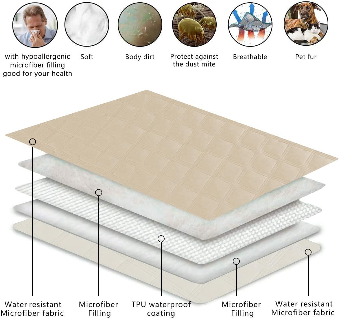 Waterproof & Reversible Pet Cover for Couches, Sofas & Furniture - 82x102 Inch Beige/Cream - Protects Against Pet Hair, Scratches & Spills - Perfect for Living Room, Bedroom & Pet-Friendly Homes