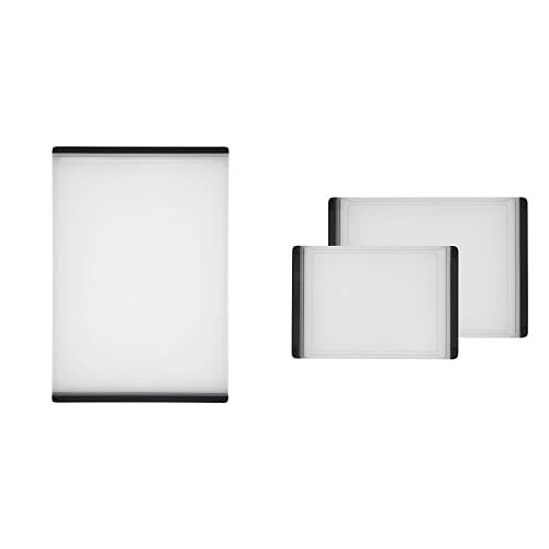 OXO Good Grips Plastic Carving & Cutting Board Set - 2-Piece Non-Slip Kitchen Cutting Boards for Meat, Vegetables & Fruits - Perfect for Meal Prep & Home Cooking