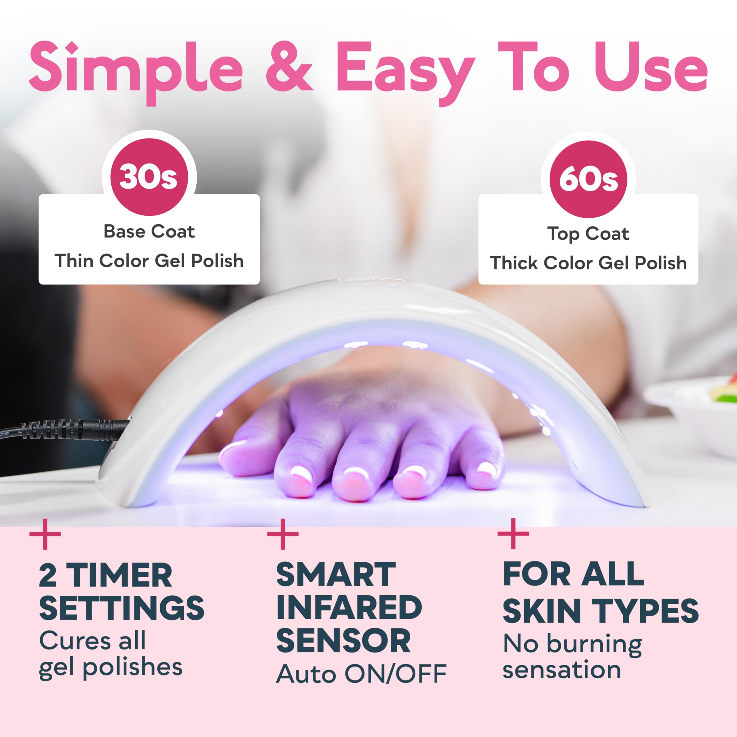 SUNUV UV LED Nail Lamp with Sensor & 2 Timer Settings - Professional Gel Nail Polish Dryer for Women | Perfect for Home Manicures, Nail Salons & DIY Gel Nail Art (SUN9C Blue)