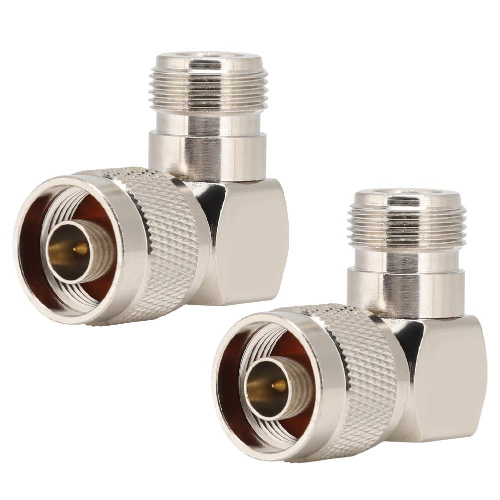 2PCS N-Type RF Coaxial Connector - N Male to N Female Elbow Adapter for Radio Antenna, Coaxial Cable, Wi-Fi Router | Weatherproof & Durable for Outdoor/Indoor Ham Radio, CB Radio & Wireless Network Installations
