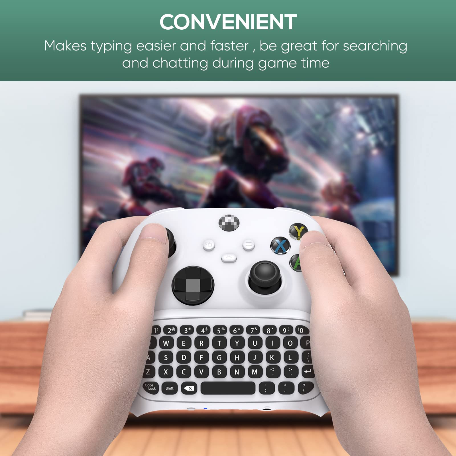 Wireless 2.4G Ergonomic Controller Keyboard for Xbox Series X/S - QWERTY Gamepad Keypad with Audio & Headset Jack - Compatible with Xbox Series X/S, One, One S - Perfect for Gaming Live Chat & Streaming