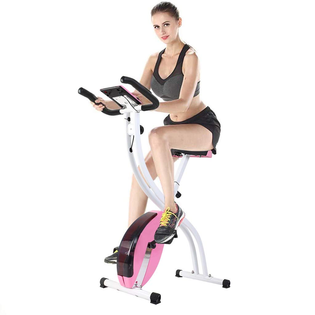 Magnetic Folding Exercise Bike for Home Gym - Adjustable Indoor Cycling Bike with Tablet Holder & LCD Monitor - Perfect for Cardio Workouts, Weight Loss & Home Fitness Training
