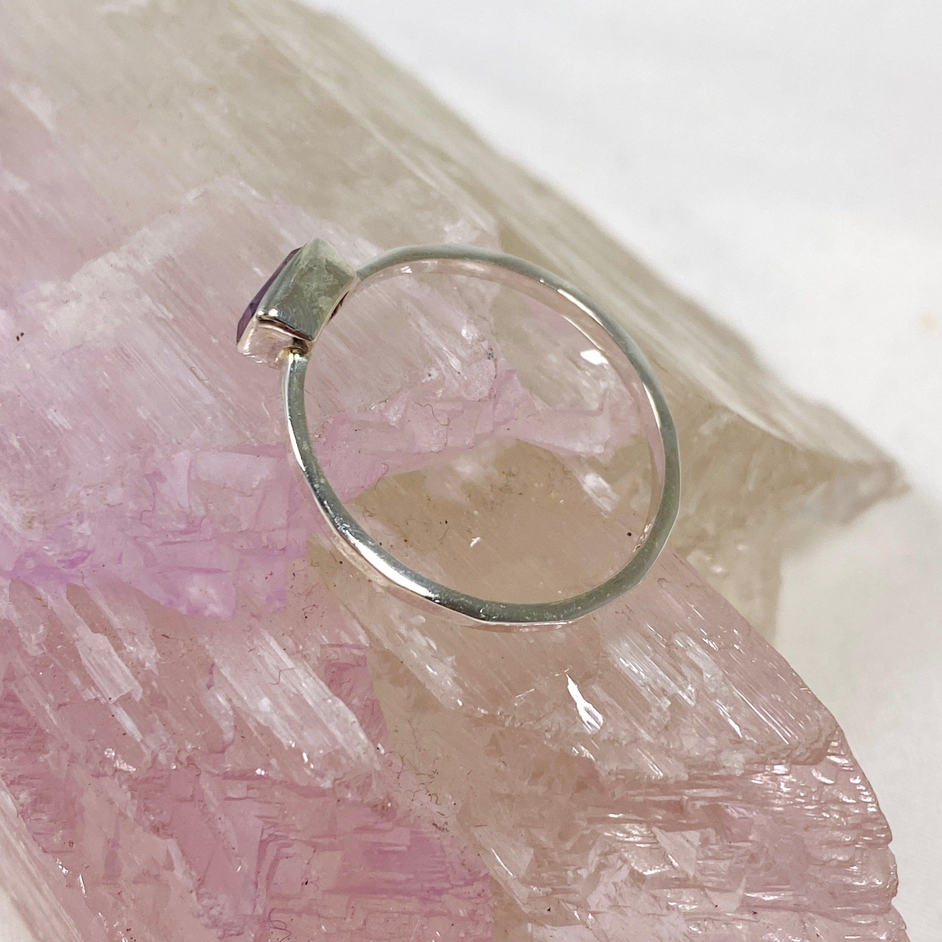 Amethyst Rectangular Faceted Fine Band Ring for Women - Sterling Silver 925 R3793 AM - Elegant Jewelry Gift for Birthday, Anniversary & Special Occasions