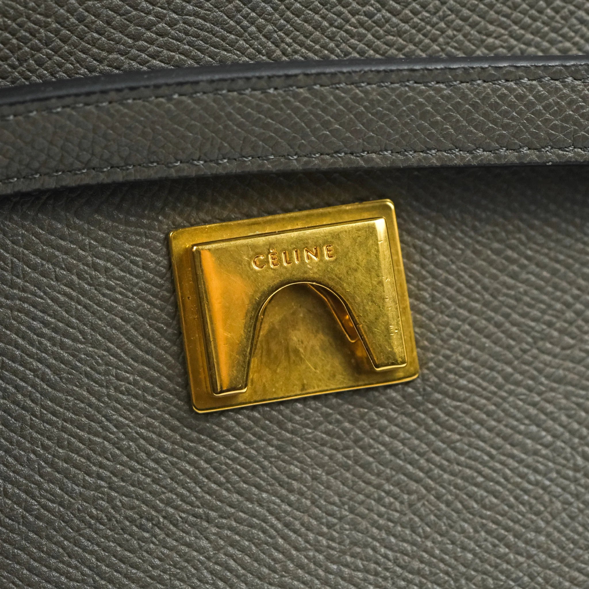 Celine Mini Belt Bag in Grey Grained Calfskin with Gold Hardware - Perfect for Everyday Use, Work & Travel