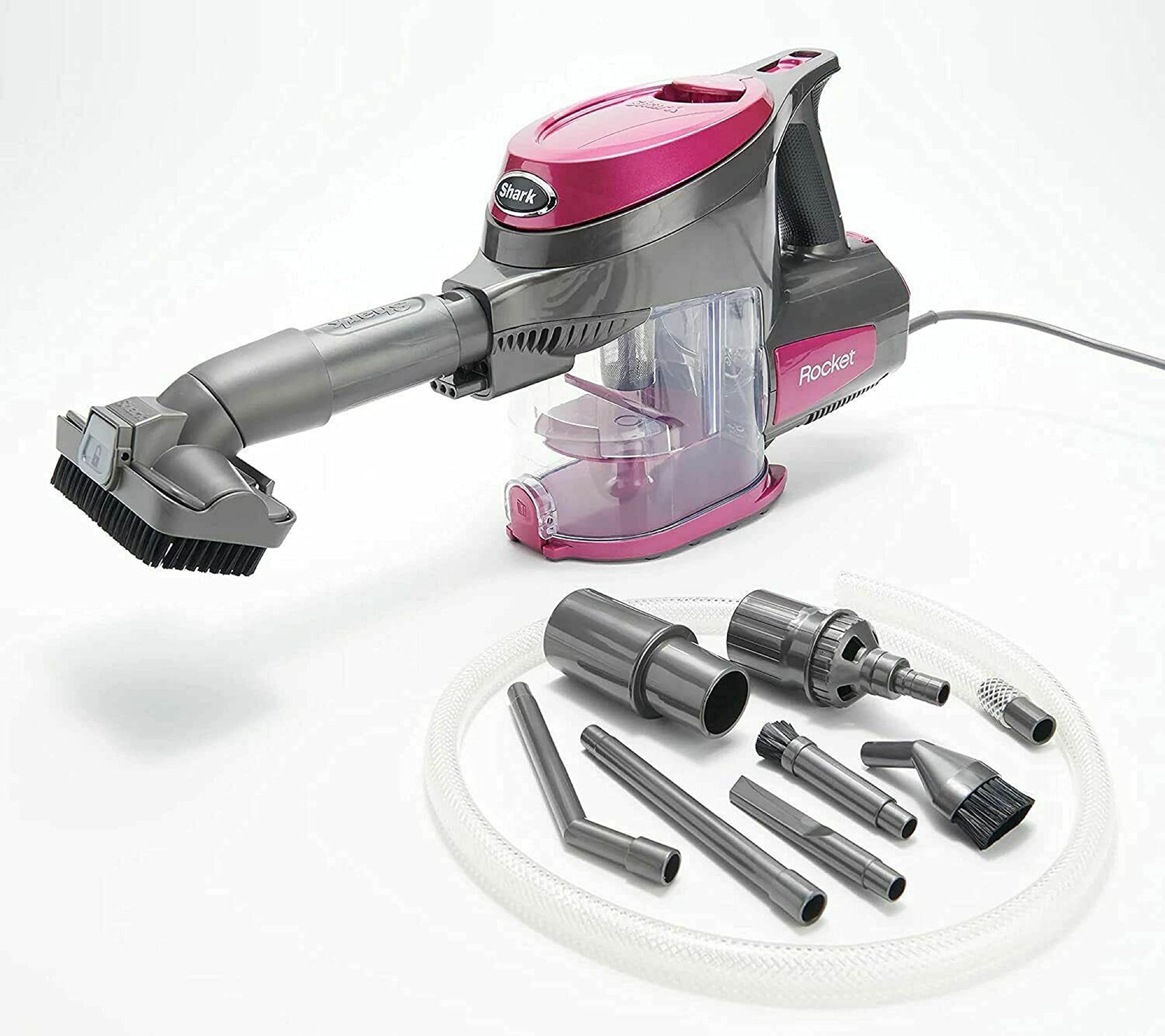 Shark Rocket Ultra Light Corded Hand Vacuum Cleaner with 15-Foot Power Cord & Car Detailing Kit (Renewed) - Perfect for Quick Home Cleaning, Car Interior Detailing & Pet Hair Removal