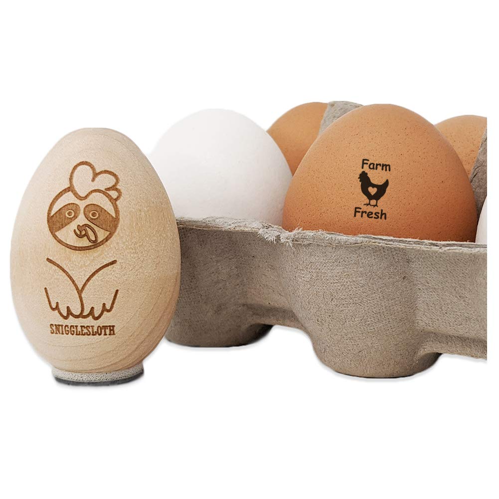 Farm Fresh Chicken with Heart Chicken Egg Rubber Stamp - 3/4 Inch Small Craft Stamp for Scrapbooking, Card Making, and DIY Projects
